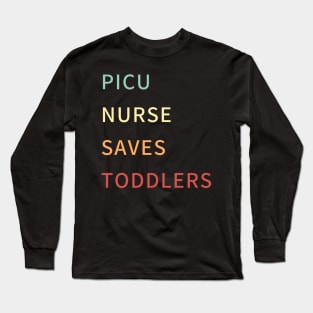 Picu nurse saves toddlers retro colours Long Sleeve T-Shirt